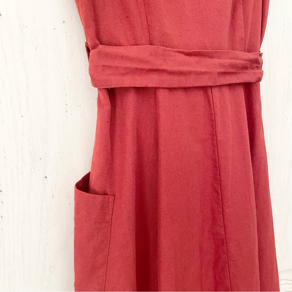 Zara Terracotta Embroidered Button Front Midi Dress - Picture 9 of 15